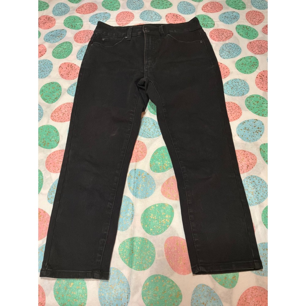 Tahari Haisley Fit Solution‎ Capri Jeans Black Denim Cropped Pants Womens 6/28